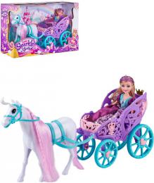 Sparkle Girlz Herní set kočár s koněm + panenka princezna 28cm plast - zvětšit obrázek