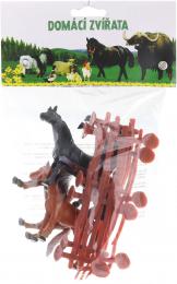 Koníci 10cm set 4ks s ohradou malý farmáø v sáèku plast
