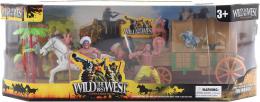 Divoký západ herní set figurky indiáni s konìm a vozem plast v krabici
