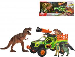 DICKIE Auto ternn Ford Raptor hern set s figurkou a 3 dinosaury v krabici