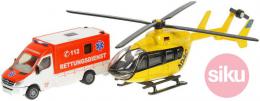 SIKU Zchrani set sanitka Mercedes sprinter + vrtulnk Eurocopter EC 145 kov