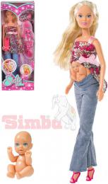 SIMBA Steffi tìhotná panenka set s miminkem v bøíšku a doplòky