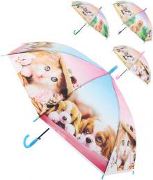 Deštník dìtský s foto obrázkem pejsci a koèièky holèièí rùzné druhy