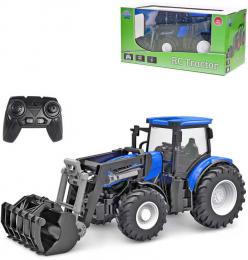 RC Traktor s èelním nakladaèem 2,4GHz na vysílaèku modrý na baterie Svìtlo