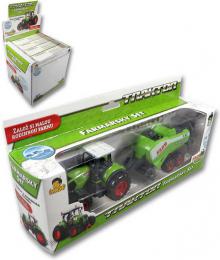 Traktor zelen farmsk set s pvsem v krabici plast 4 druhy