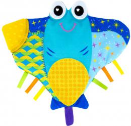 LAMAZE Baby závìsný rejnok rybka textilní šustící s kousátkem pro miminko