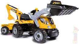 SMOBY Traktor dìtský šlapací Builder Max s bagrem 2 lžíce žlutý s klaksonem plast
