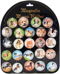 Magnetky dìtské kulaté psi / koèky / konì samostatné 4cm rùzné druhy