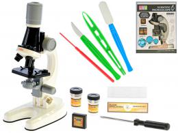 Mikroskop dìtský 100x,400x,1200x s doplòky na baterie 2 barvy Svìtlo