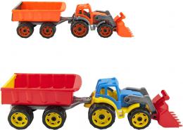 Traktor barevn bagr s vlekem a lc na psek 2 barvy plast v sce