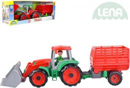 LENA Truxx Traktor nakladaè set s pøívìsem na seno a panáèkem v krabici
