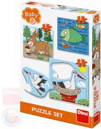 DINO Baby puzzle Kde žijí zvíøátka 18x18cm skládaèka 3v1 velké dílky