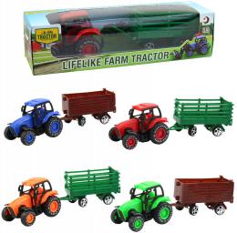 Traktor zemdlsk 9cm set s vlekou 4 druhy v krabici plast