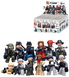 SLUBAN POLICE Mini figurka policista 12 druh set s doplky ke stavebnici plast