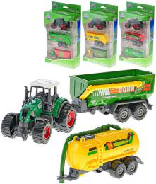 Traktor 9cm set se 2 vleèkami 4 druhy plast v krabici
