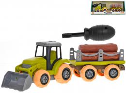 Traktor s vlekou montn roubovac set s nstrojem a kldami deva voln chod