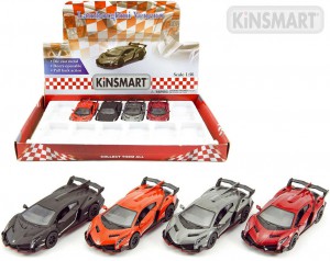 KINSMART Auto model 1:38 Lamborghini Veneno kov PB 13cm 4 barvy