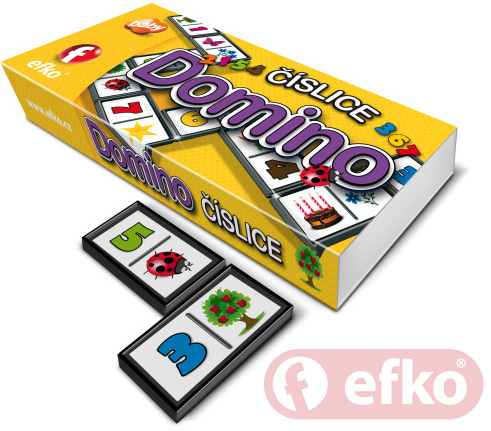 EFKO Hra Domino èíslice obrázky a èísla 28 dílkù pro malé dìti v krabièce - zvìtšit obrázek