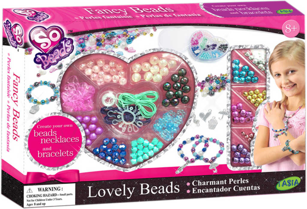 SO BEADS Korálky barevné perly navlékací set s provázky v krabici - zvìtšit obrázek