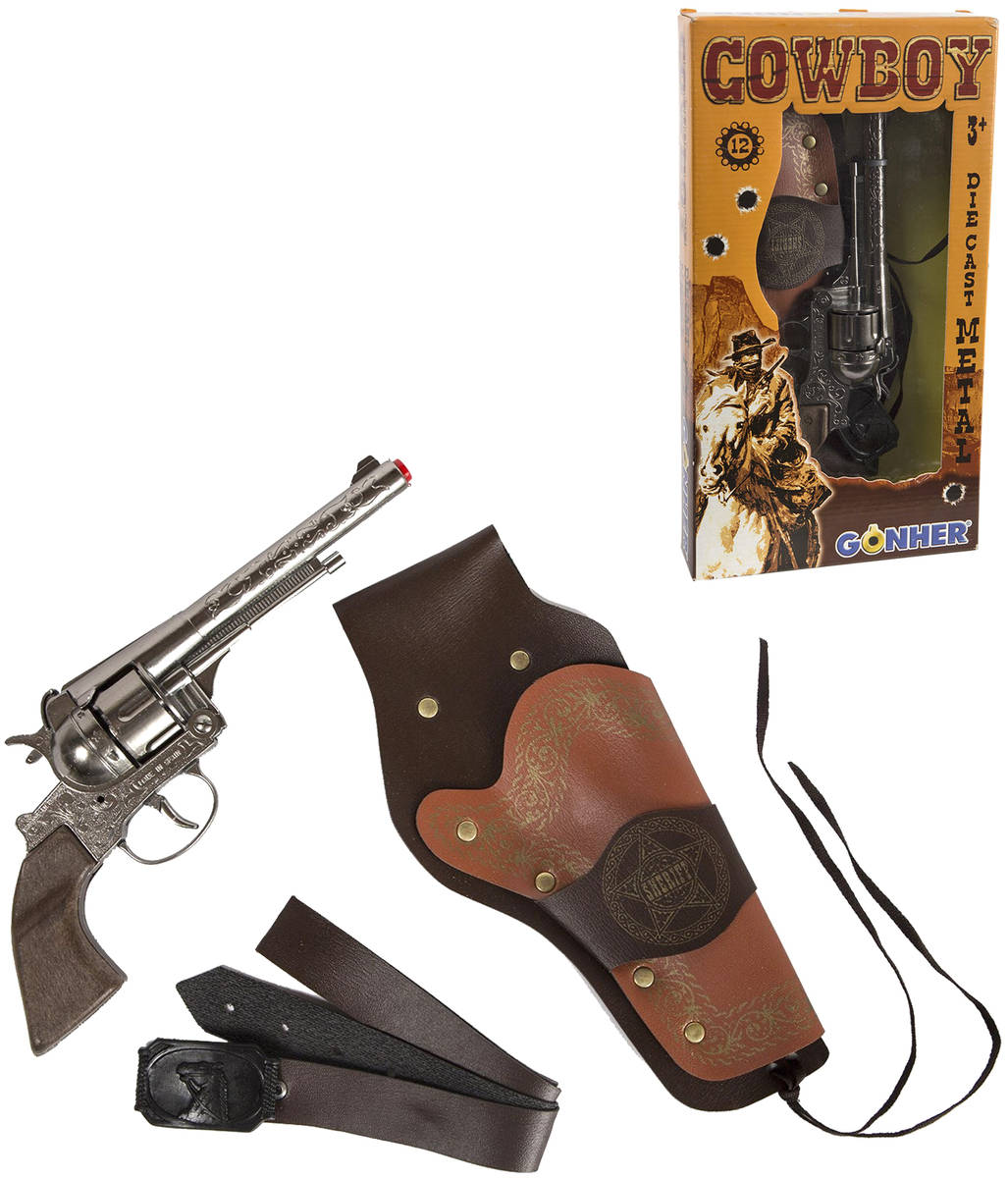 Kovbojský set revolver dìtský kovový na kapsle 12 ran s pouzdrem a opaskem - zvìtšit obrázek