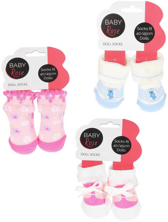 Ponožky pro panenku miminko Baby Rose (40-45cm) 1 pár 6 druhù - zvìtšit obrázek