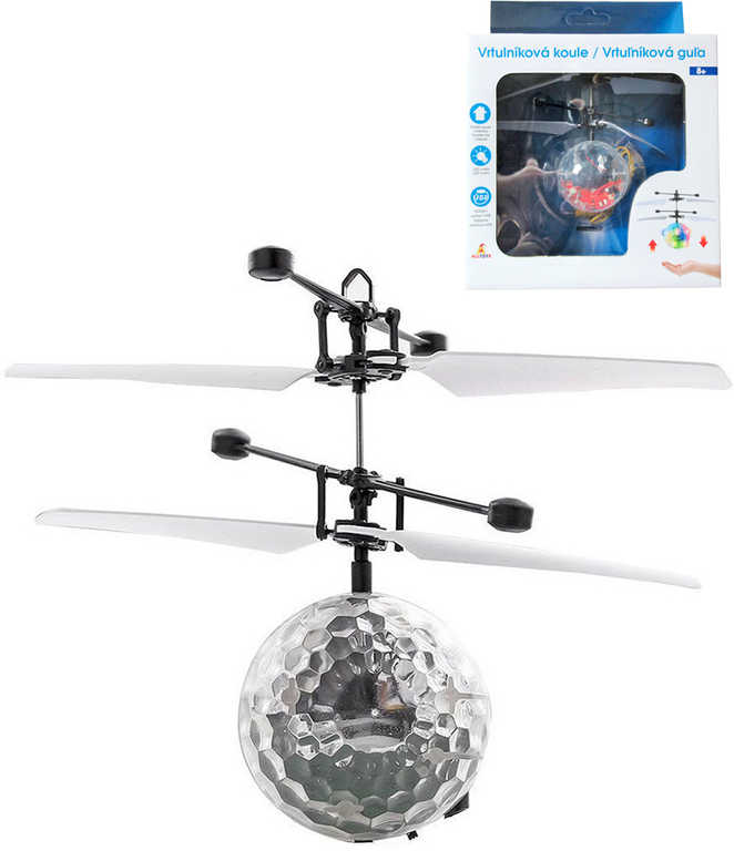 Koule vrtulníková s krystaly ovládání pohybem ruky vznášedlo na baterie LED Svìtlo - zvìtšit obrázek
