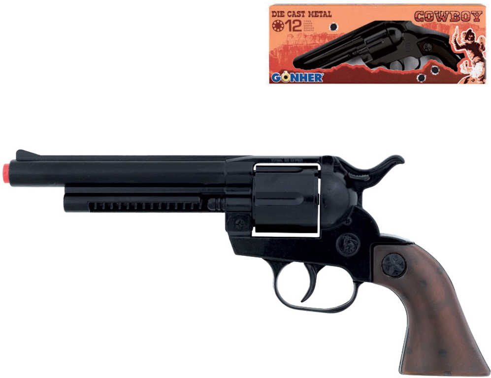 Dìtská kapslovka kovbojský revolver kovový èerný 12 ran na kapsle - zvìtšit obrázek