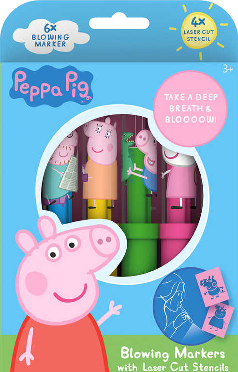 JIRI MODELS Fixy foukací 6ks Peppa Pig set se 4 šablonami - zvìtšit obrázek
