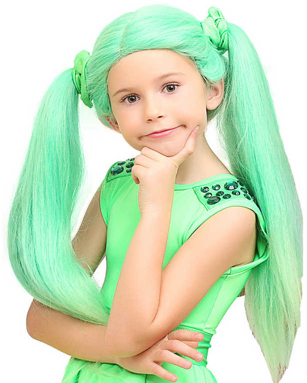 KARNEVAL Paruka dìtská Lollipopz Ela zelená umìlé vlasy - zvìtšit obrázek