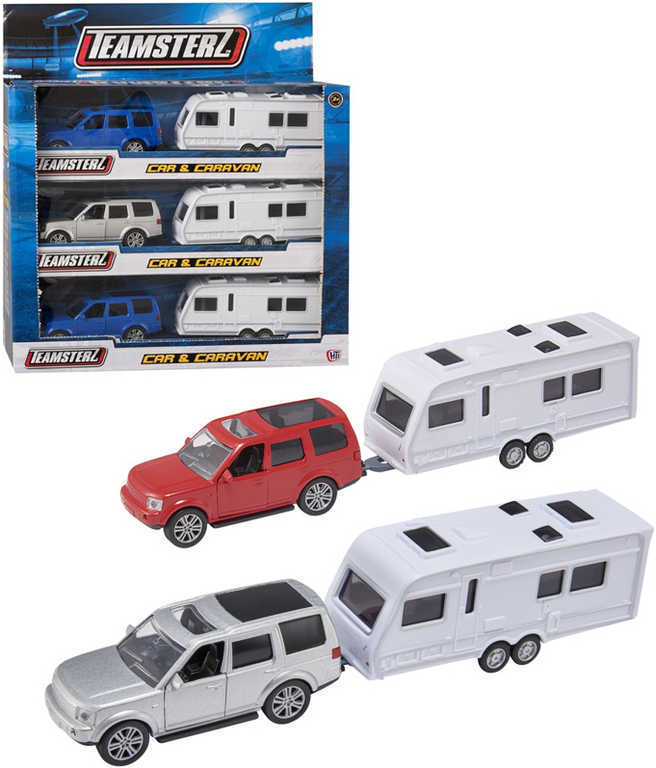 Teamsterz set auto teréní jeep + karavan 3 barvy v krabièce - zvìtšit obrázek