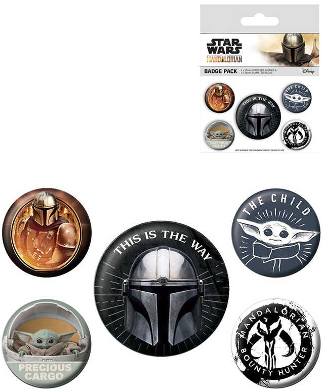 Odznaky kulaté Hvìzdné Války Star Wars Mandalorian 2,5-4cm set 4ks - zvìtšit obrázek
