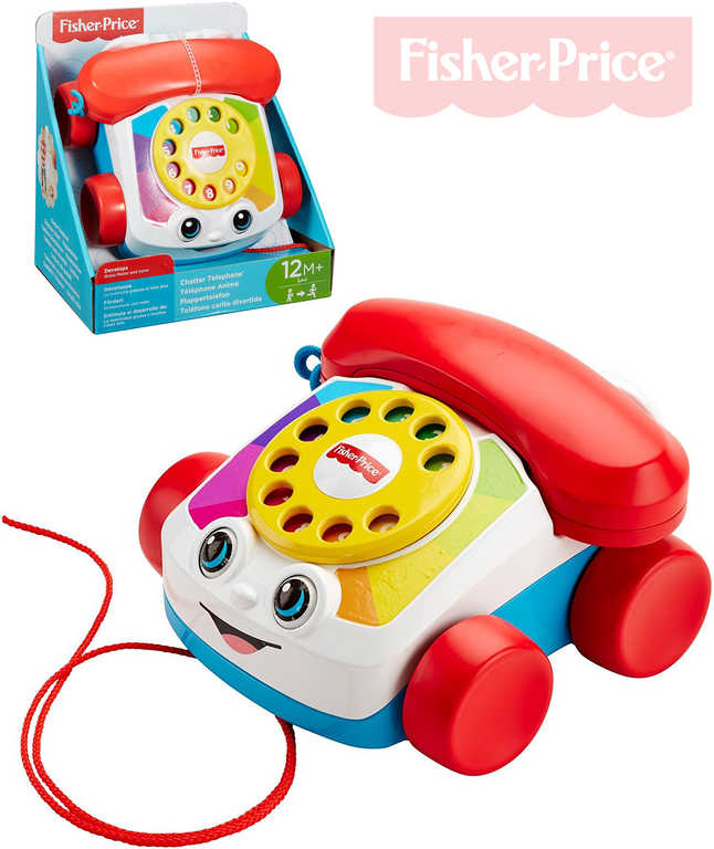 FISHER PRICE Baby telefon klasický tahací s oblièejem pohyblivé oèi pro miminko - zvìtšit obrázek