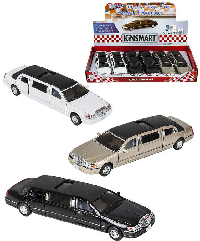 KINSMART Auto model 1:38 Lincoln limuzína kov PB 18cm 3 barvy - zvìtšit obrázek