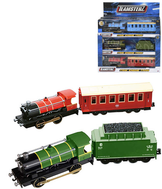 Teamsterz retro vlak kovový historický lokomotiva + vagón 3 druhy v krabici - zvìtšit obrázek