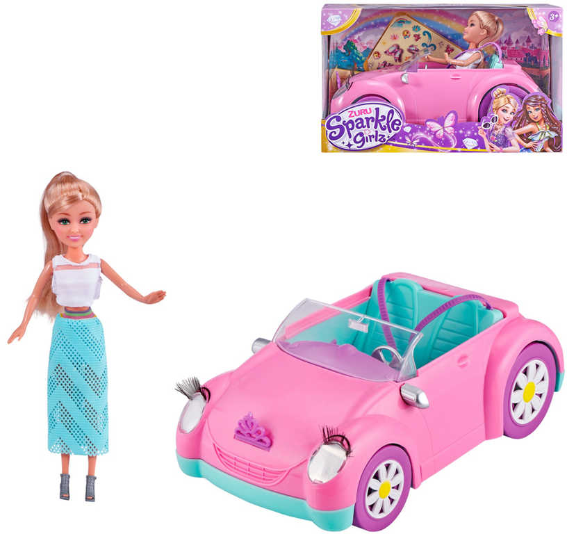 Sparkle Girlz herní set panenka 28cm s rùžovým autem v krabici - zvìtšit obrázek