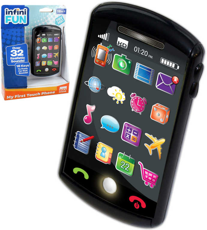 Telefon smartphone dotykový dìtský baby 12cm na baterie Svìtlo Zvuk plast - zvìtšit obrázek