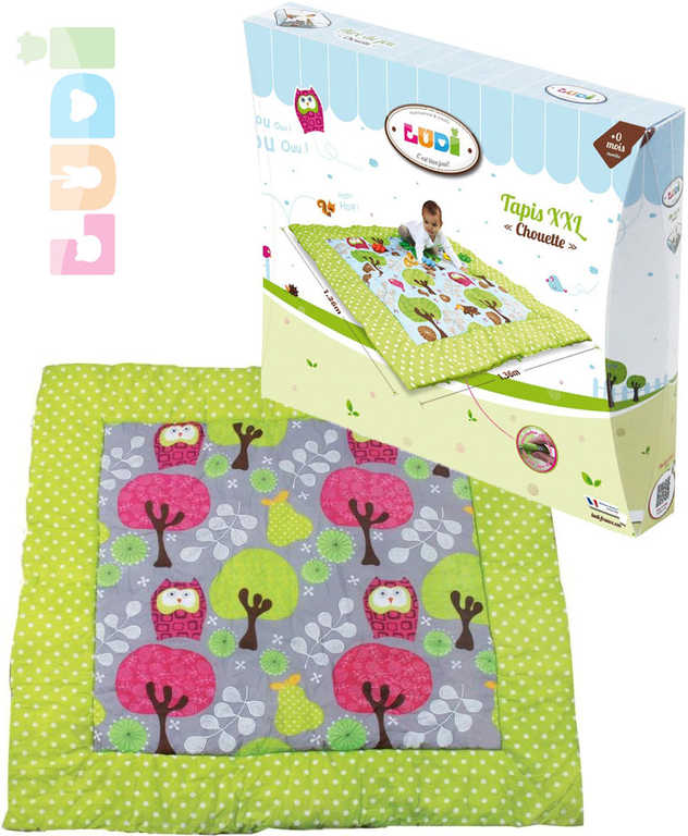 LUDI Baby hrací deka pratelná XXL sovièky a stromy 140x140cm pro miminko - zvìtšit obrázek