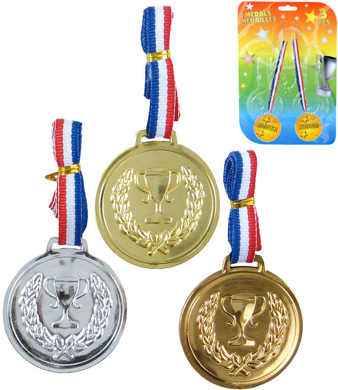 Sada 3 plastové medaile trikolora pro vítìze na kartì - zvìtšit obrázek