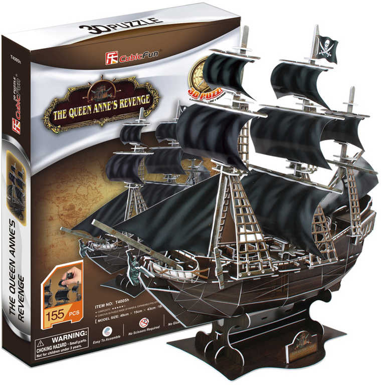 CUBICFUN Puzzle pirátská loï Queen Anne´s Revenge 3D model 155 dílkù - zvìtšit obrázek